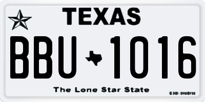 TX license plate BBU1016