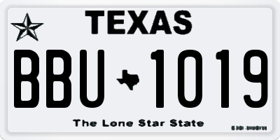 TX license plate BBU1019