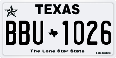 TX license plate BBU1026