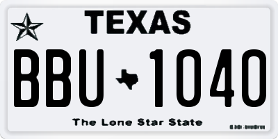 TX license plate BBU1040