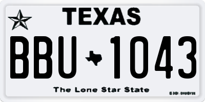 TX license plate BBU1043