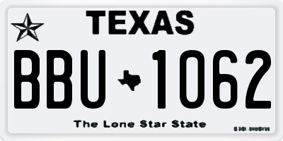 TX license plate BBU1062