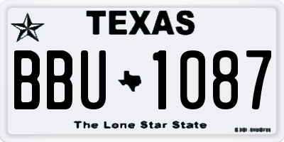 TX license plate BBU1087