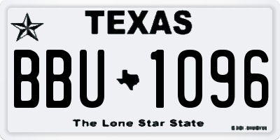 TX license plate BBU1096