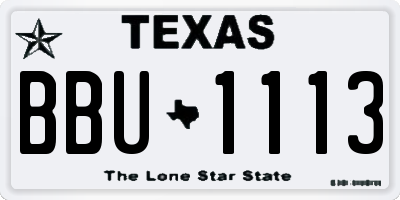 TX license plate BBU1113