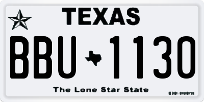 TX license plate BBU1130