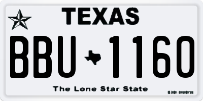 TX license plate BBU1160