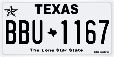 TX license plate BBU1167