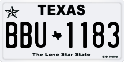 TX license plate BBU1183