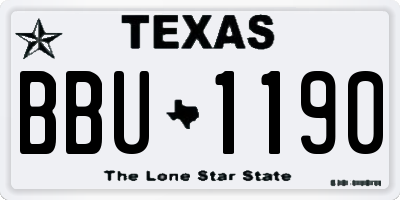 TX license plate BBU1190