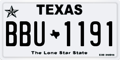 TX license plate BBU1191