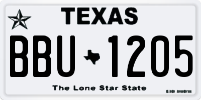 TX license plate BBU1205