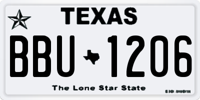 TX license plate BBU1206
