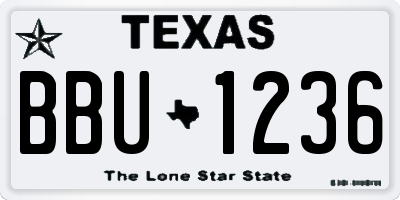 TX license plate BBU1236