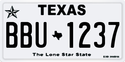 TX license plate BBU1237