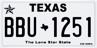 TX license plate BBU1251