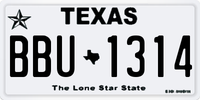 TX license plate BBU1314