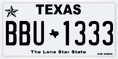 TX license plate BBU1333