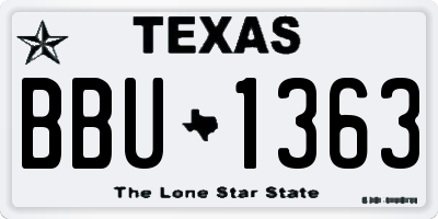 TX license plate BBU1363