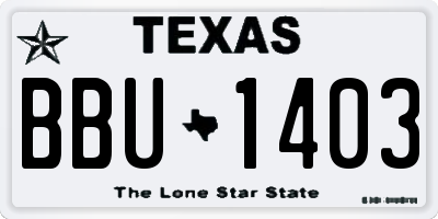 TX license plate BBU1403