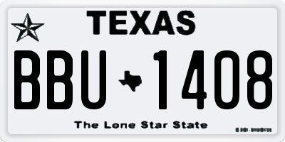 TX license plate BBU1408