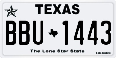 TX license plate BBU1443