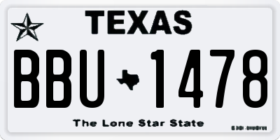 TX license plate BBU1478