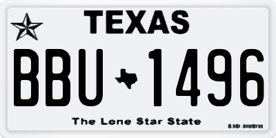 TX license plate BBU1496