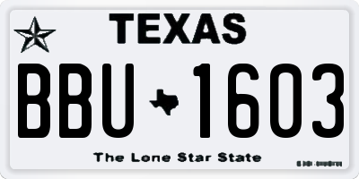 TX license plate BBU1603