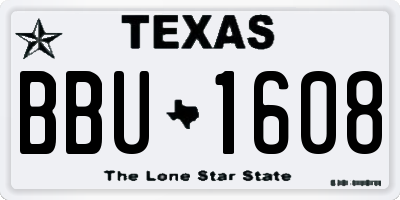 TX license plate BBU1608