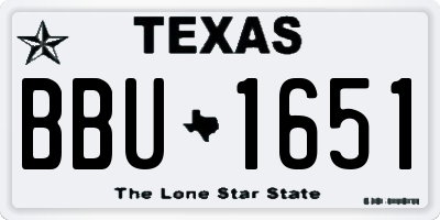 TX license plate BBU1651