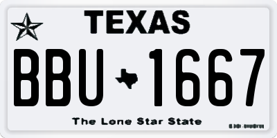 TX license plate BBU1667