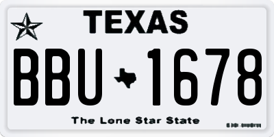 TX license plate BBU1678