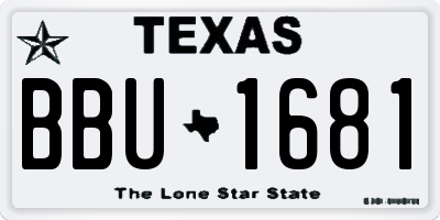 TX license plate BBU1681