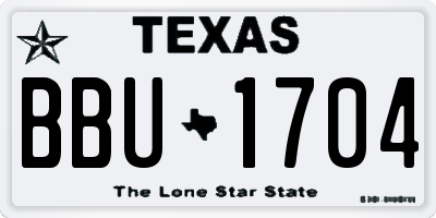 TX license plate BBU1704