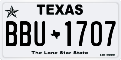 TX license plate BBU1707