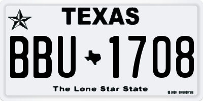 TX license plate BBU1708