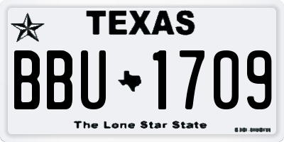 TX license plate BBU1709
