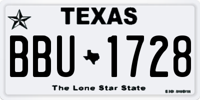 TX license plate BBU1728