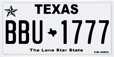 TX license plate BBU1777