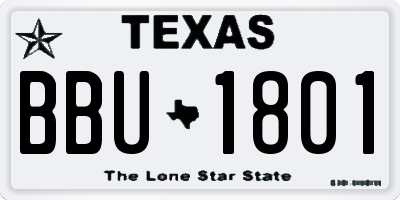 TX license plate BBU1801