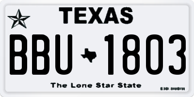 TX license plate BBU1803
