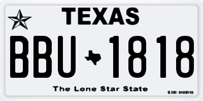 TX license plate BBU1818