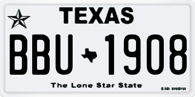 TX license plate BBU1908