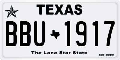 TX license plate BBU1917