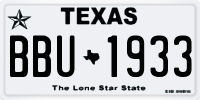 TX license plate BBU1933