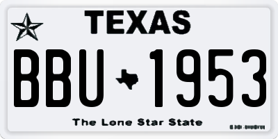 TX license plate BBU1953