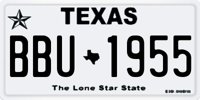 TX license plate BBU1955