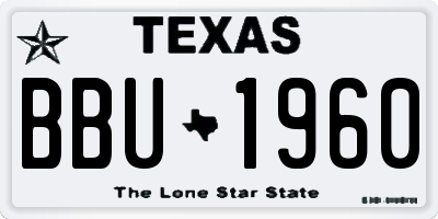 TX license plate BBU1960