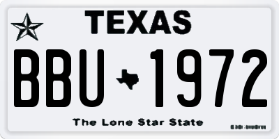 TX license plate BBU1972